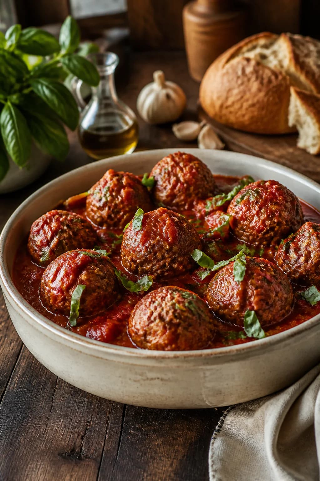Meatballs photographed for an editorial family cookbook page